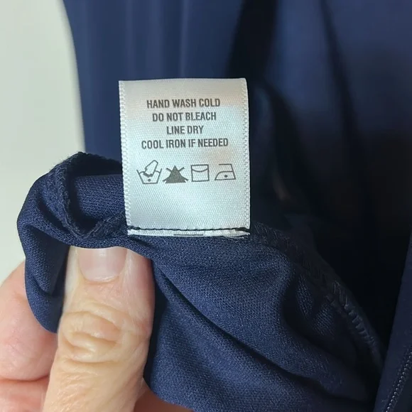 MSK Pearl Beaded Neck Size 10 Navy Blue Front Slit Full Length Gown Dress - Picture 6 of 7